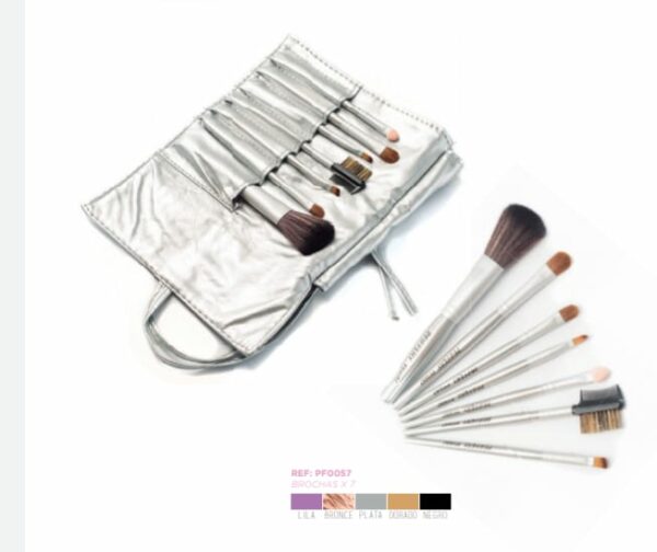 ESTUCHE CON 7 BROCHAS DE MAQUILLAJE  COLOR NEGRO- LILA- PFIFFERY