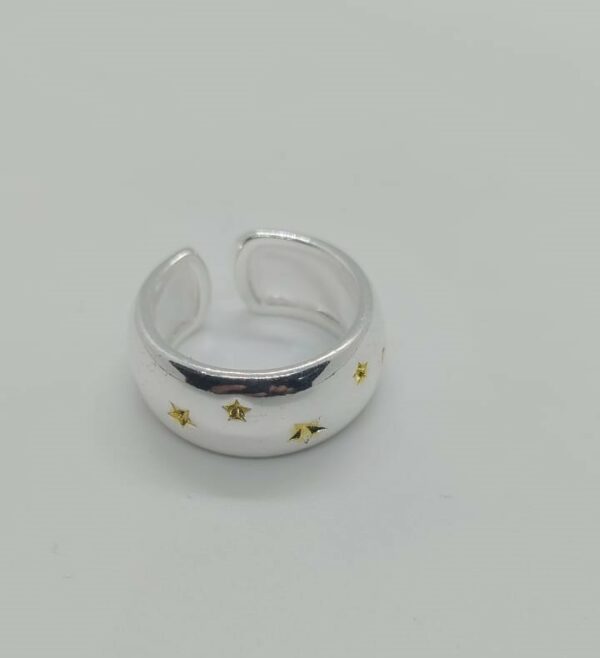 ANILLO AJUSTABLE GRUESO ESTRELLAS PLATA 925