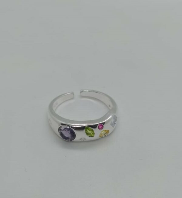 ANILLO AJUSTABLE COLORES 4 PLATA 925