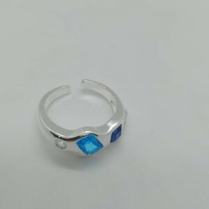 ANILLO AJUSTABLE COLOR AZUL 5 PLATA 925