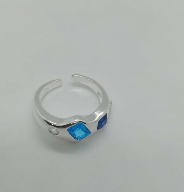 ANILLO AJUSTABLE COLOR AZUL 5 PLATA 925