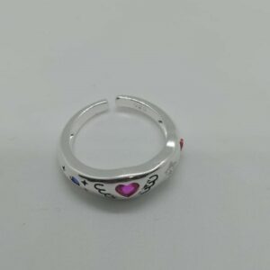ANILLO AJUSTABLE CORAZON ROJO PLATA 925