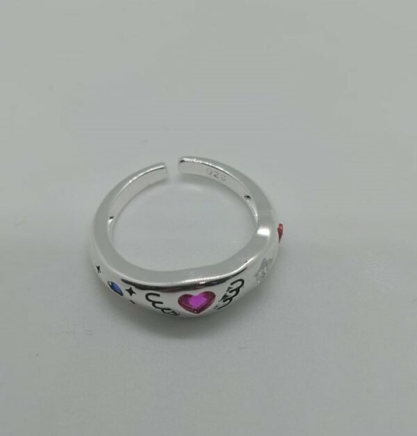 ANILLO AJUSTABLE CORAZON ROJO PLATA 925