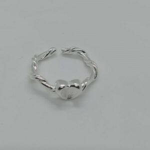 ANILLO AJUSTABLE CORAZON EN RAMA PLATA 925