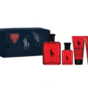 SET PERFUME RALPH LAUREN POLO RED HOMBRE EDT 125 ML+ 40 ML + AFTERSHAVE 50 ML + HAIR AND BODY WASH 50 ML+ BOLSO DE MANO
